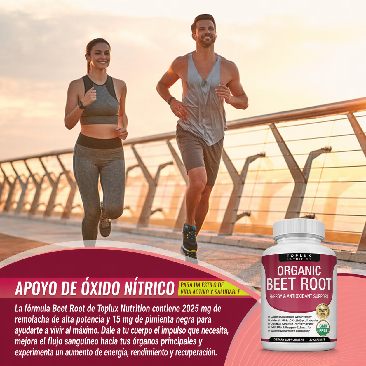 Toplux Nutrition® Organic Beet Root + Oxido nitrico